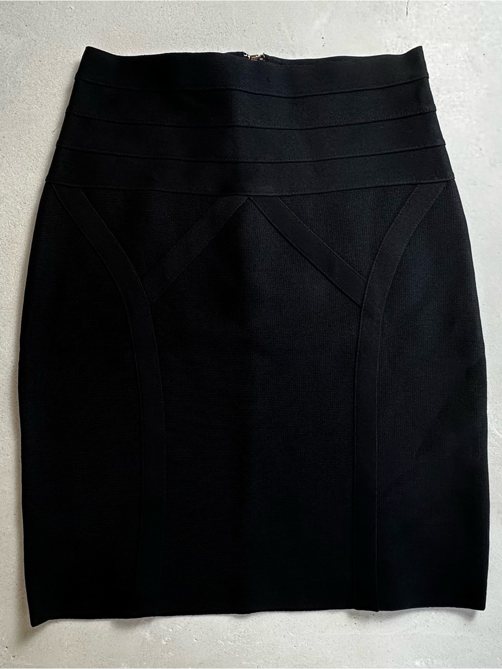 Authentic bebe Black Structured Panel Pencil Skirt